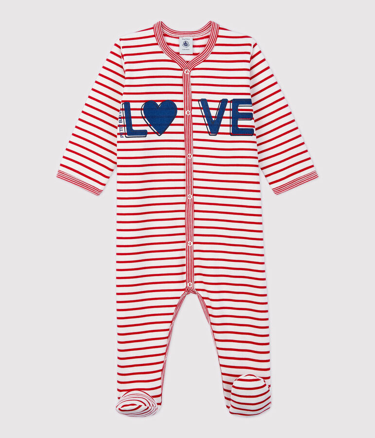 Babies' Fleece Sleepsuit with Feet white/red