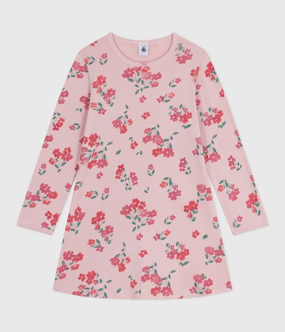 Children's floral print cotton nightdress JOLI pink/MULTICO white