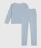 Women's stripy cotton pyjamas ADRIATIC /MARSHMALLOW