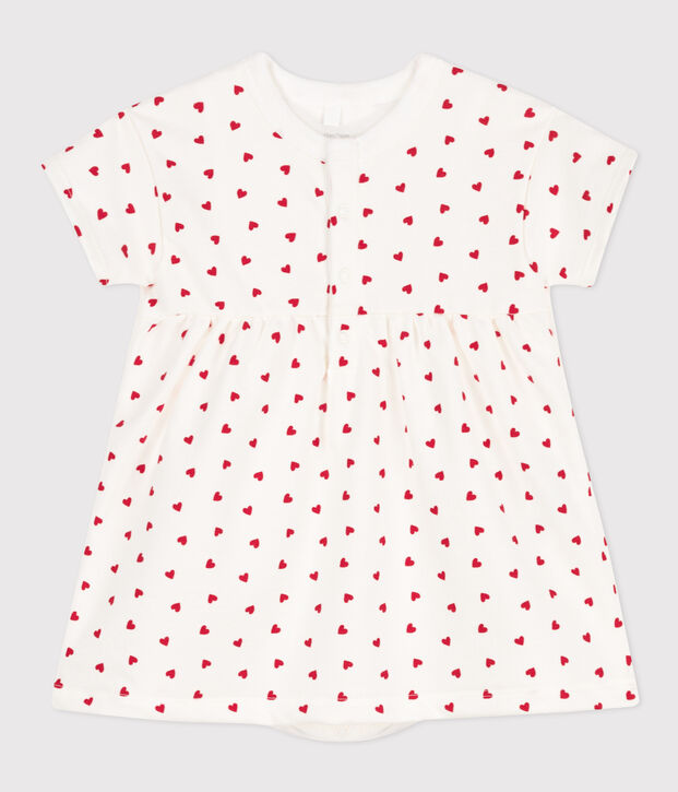 Babies' Fleece Dress/Bodysuit white/red
