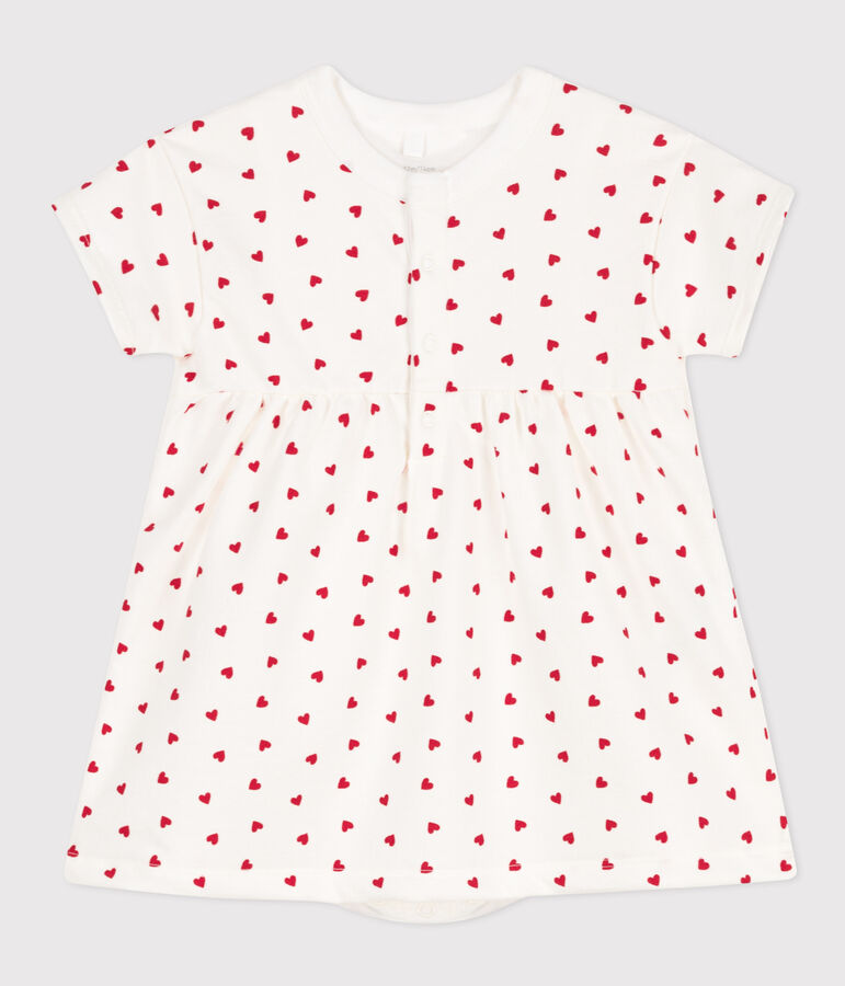 Babies' Fleece Dress/Bodysuit white/red