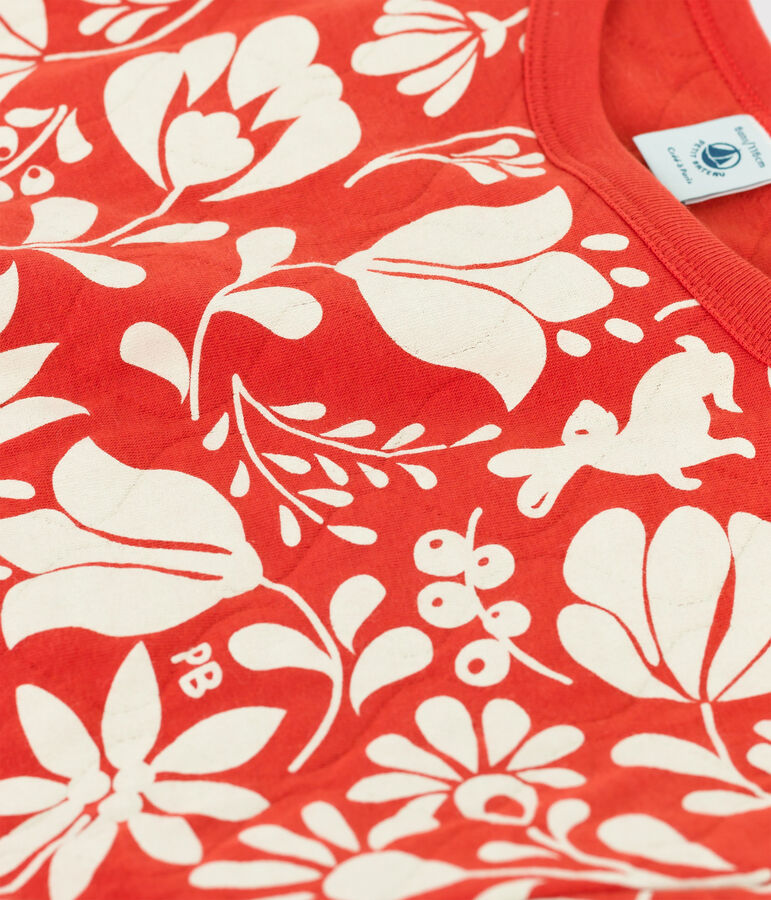 Girls' Printed Quilted Tube Knit Sweatshirt orange/ecru