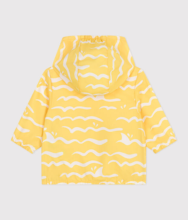 Babies' shark print UV protection polyester windbreaker yellow/white