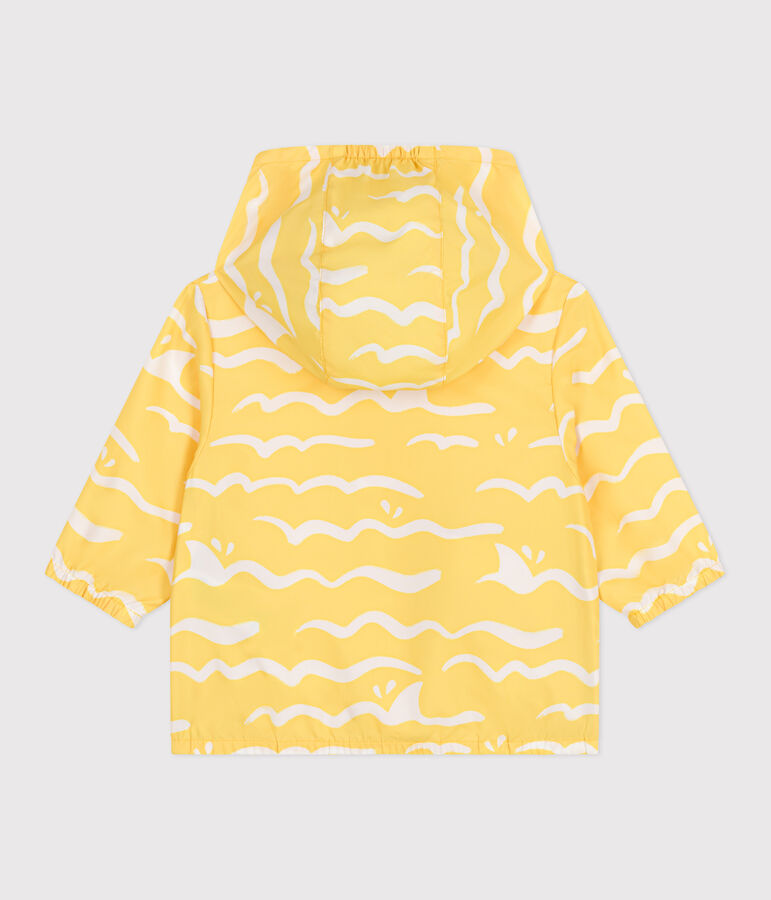 Babies' shark print UV protection polyester windbreaker yellow/white
