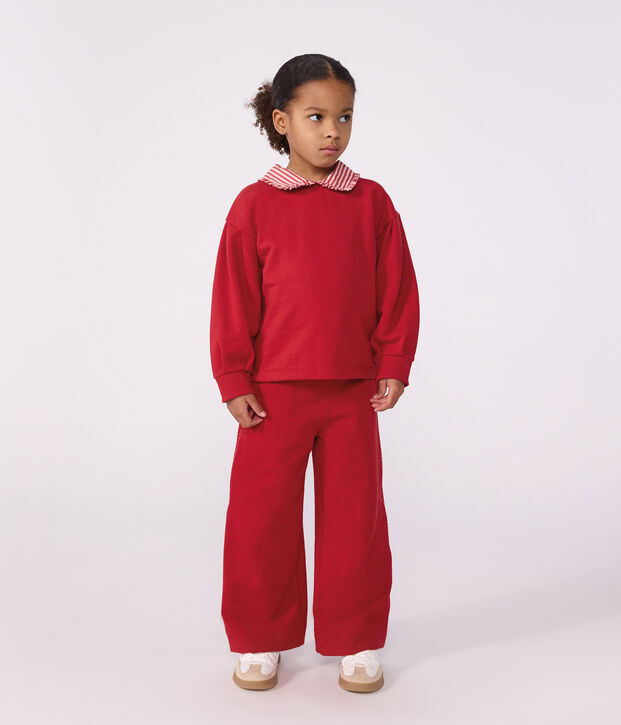 Children's wide-leg cotton jogging bottoms red