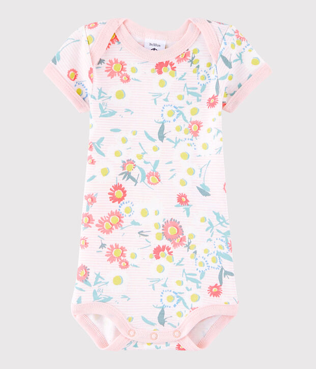 Body manches courtes b&eacute;b&eacute; fille white/pink