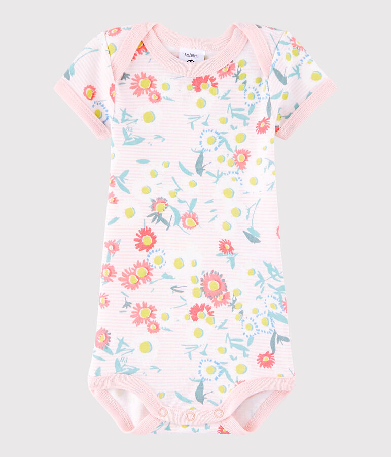Body manches courtes b&eacute;b&eacute; fille MARSHMALLOW white/MINOIS pink
