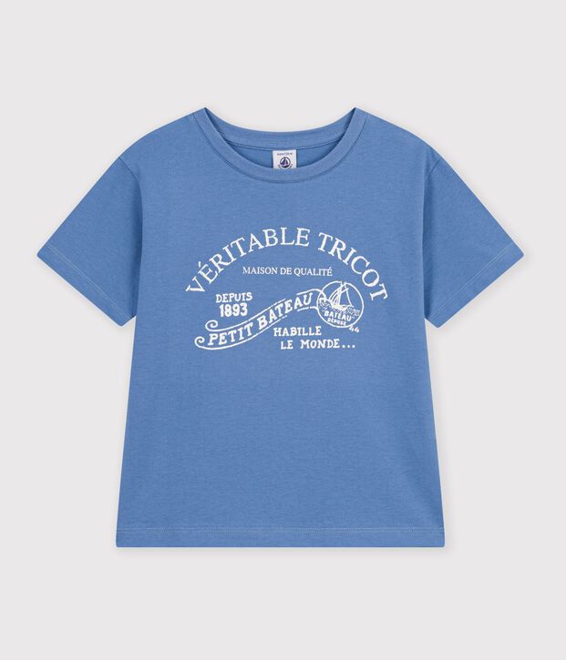 Children's short-sleeved printed T-shirt blue