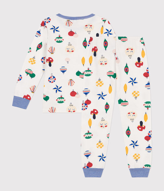 Babies' Christmas bauble print brushed fleece pyjamas MARSHMALLOW white/MULTICO white