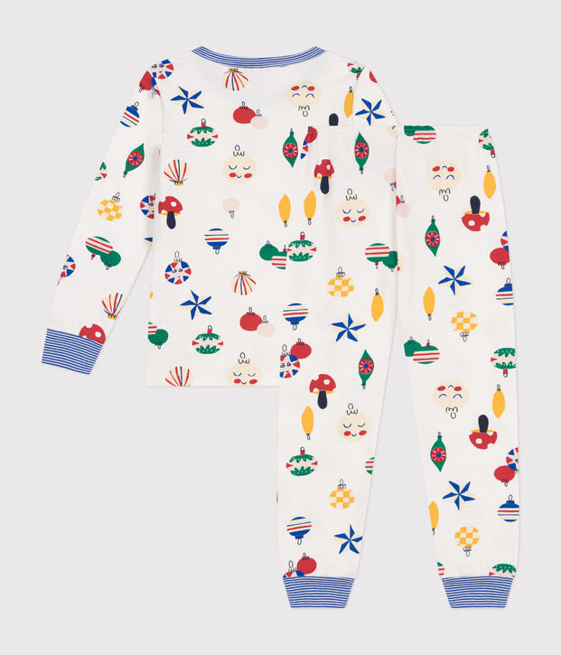 Babies' Christmas bauble print brushed fleece pyjamas white/multicolor