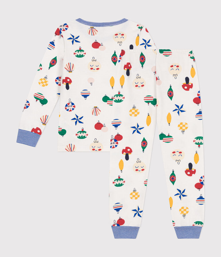 Babies' Christmas bauble print brushed fleece pyjamas white/multicolor
