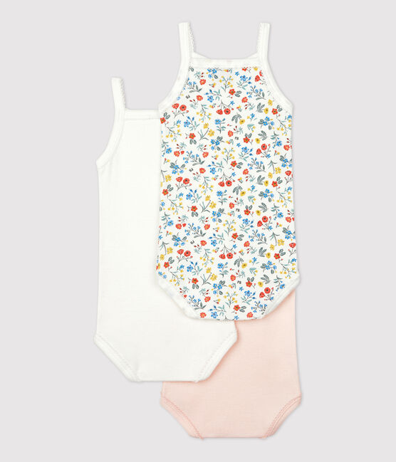 Babies' Floral Cotton Bodysuits with Straps - 3-Pack variante 1