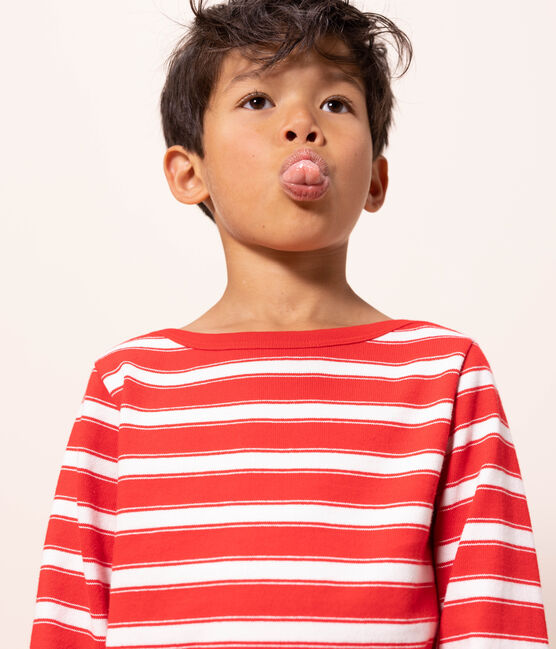 Children's Unisex Thick Cotton Breton Top PEPS red/MARSHMALLOW white