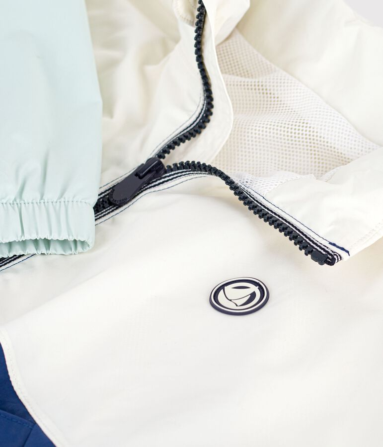 Children's windbreaker with a retractable hood Ecru/multicolor