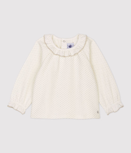 Babies' Cotton Blouse MARSHMALLOW white/ARGENT grey