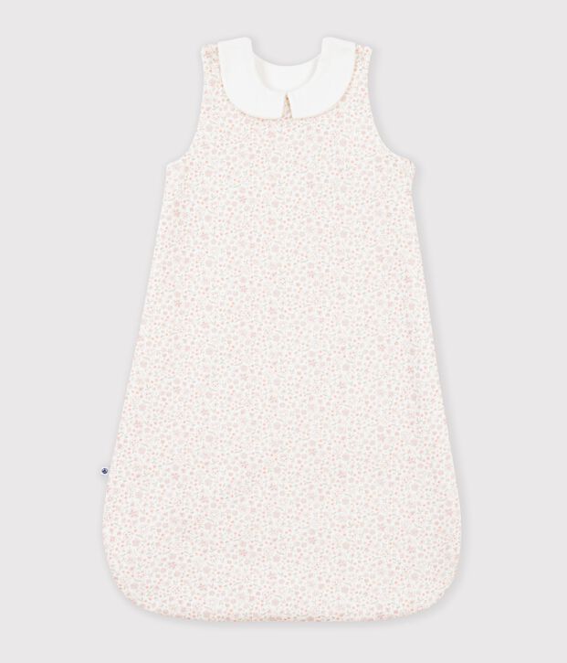 Babies' 1.5 TOG flower-print cotton sleeping bag white/multicolor