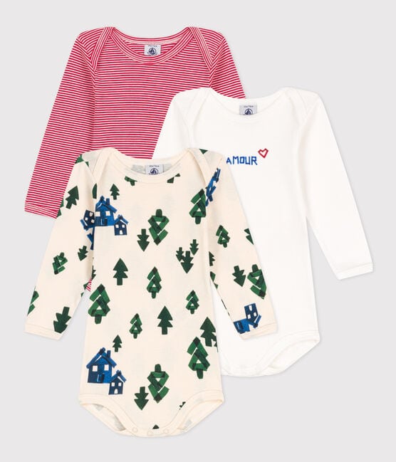 Babies' Christmas Tree Themed Long-Sleeved Cotton Bodysuits - 3-Pack variante 1