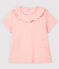 Baby Girls' Short-Sleeved Cotton Openwork Blouse MINOIS pink/ECUME white
