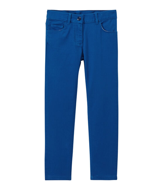 Girls' coloured denim trousers PERSE blue