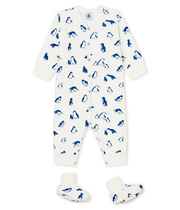Baby Boys' Nightwear Set in Extra Warm Brushed Terry Towelling white/blue