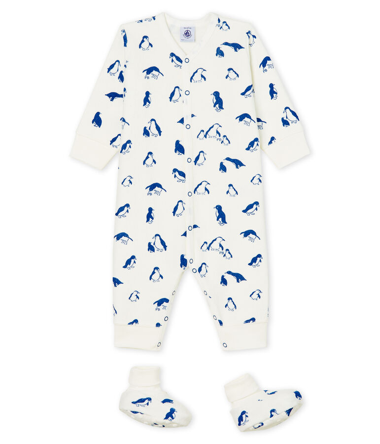 Baby Boys' Nightwear Set in Extra Warm Brushed Terry Towelling white/blue
