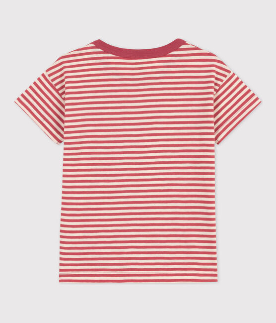 Boys' Striped Cotton T-Shirt PAPI pink/AVALANCHE beige