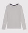Women's Iconic Stripy Long-Sleeved Cotton T-shirt MARSHMALLOW white/SMOKING blue