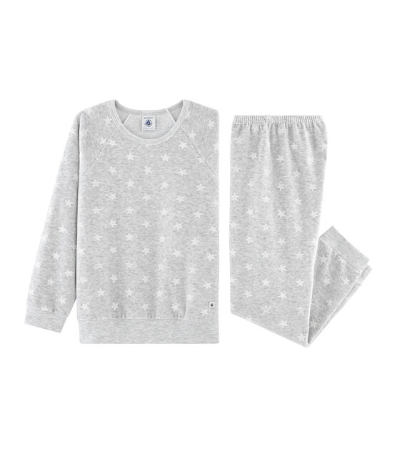 Girls' Velour Pyjamas BELUGA grey/MARSHMALLOW white