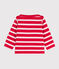 Babies' Thick Stripy Jersey Breton Top PEPS red/MARSHMALLOW white