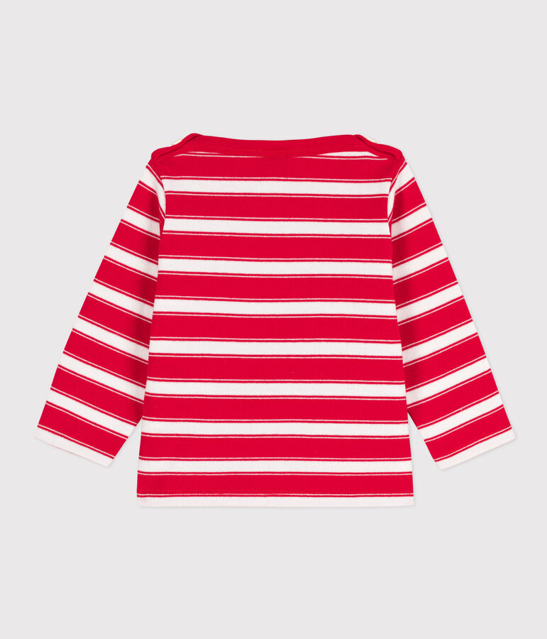Babies' Thick Stripy Jersey Breton Top red/white