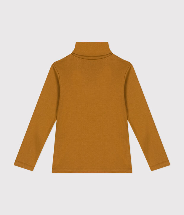 Cotton roll neck top for girls or boys brown