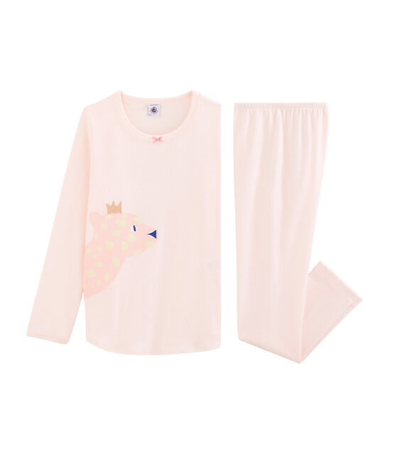 Girls' Ribbed Pyjamas FLEUR pink