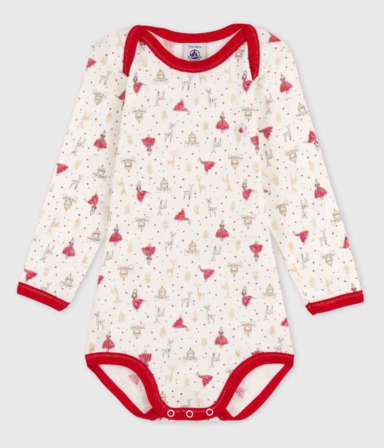 Baby Girls' Long-Sleeved Bodysuit white/red