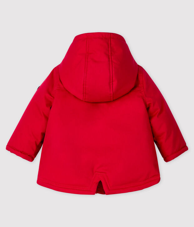 Baby boy's mid-length parka red
