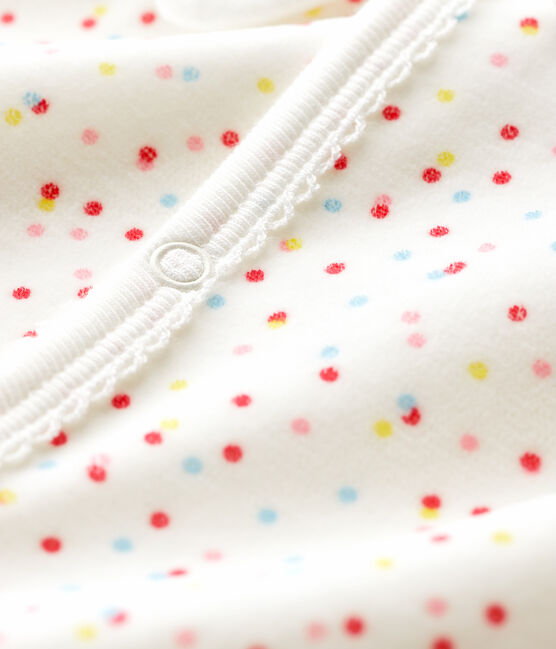 Baby Girls' Spotted Footless Organic Cotton Sleepsuit MARSHMALLOW white/MULTICO white