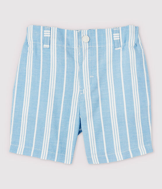 Baby Boys' Striped Poplin Shorts JASMIN blue/MARSHMALLOW white