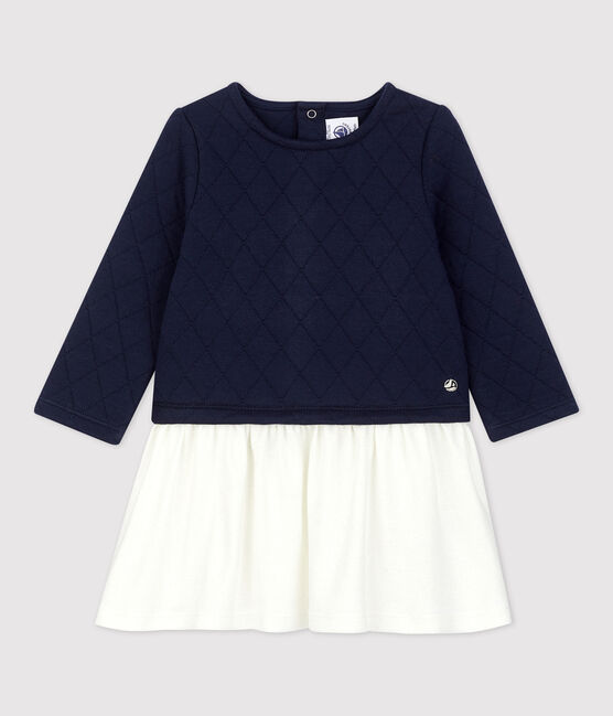 Babies' Quilted Dress SMOKING blue/MARSHMALLOW white