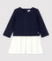 Babies' Quilted Dress SMOKING blue/MARSHMALLOW white