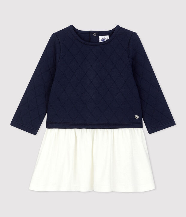 Babies' Quilted Dress blue/white