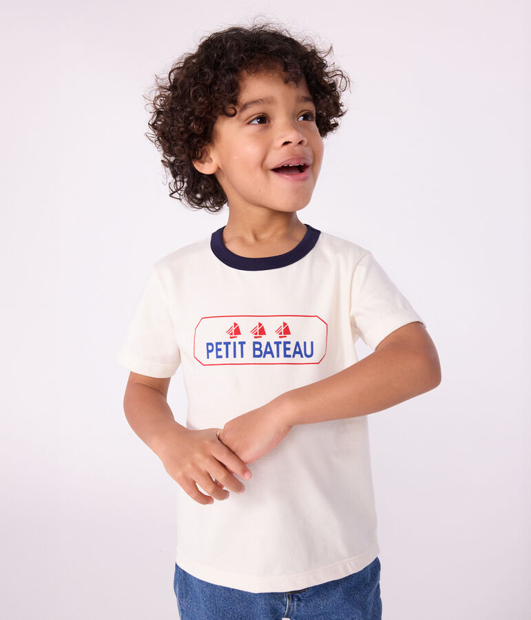 Children's short-sleeved printed T-shirt Ecru