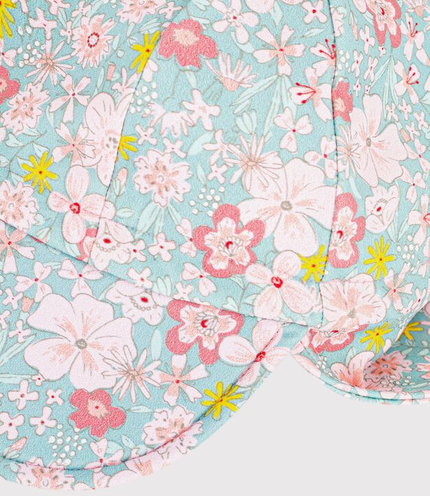 Babies' UV protection cap with a floral print blue/multicolor