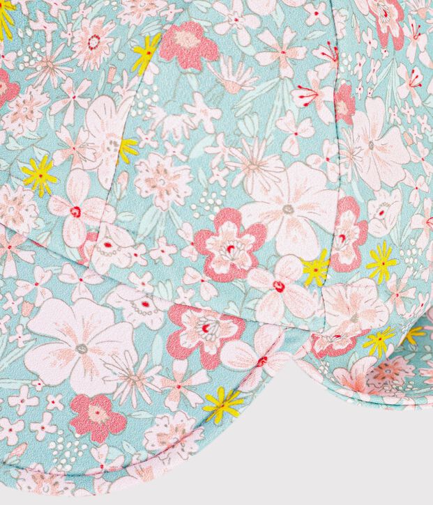 Babies' UV protection cap with a floral print blue/multicolor
