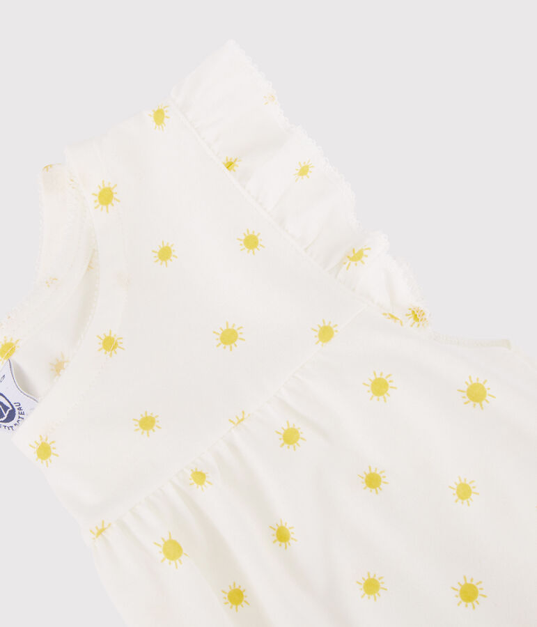 Girls' Sun Themed Cotton Short Pyjamas white/yellow