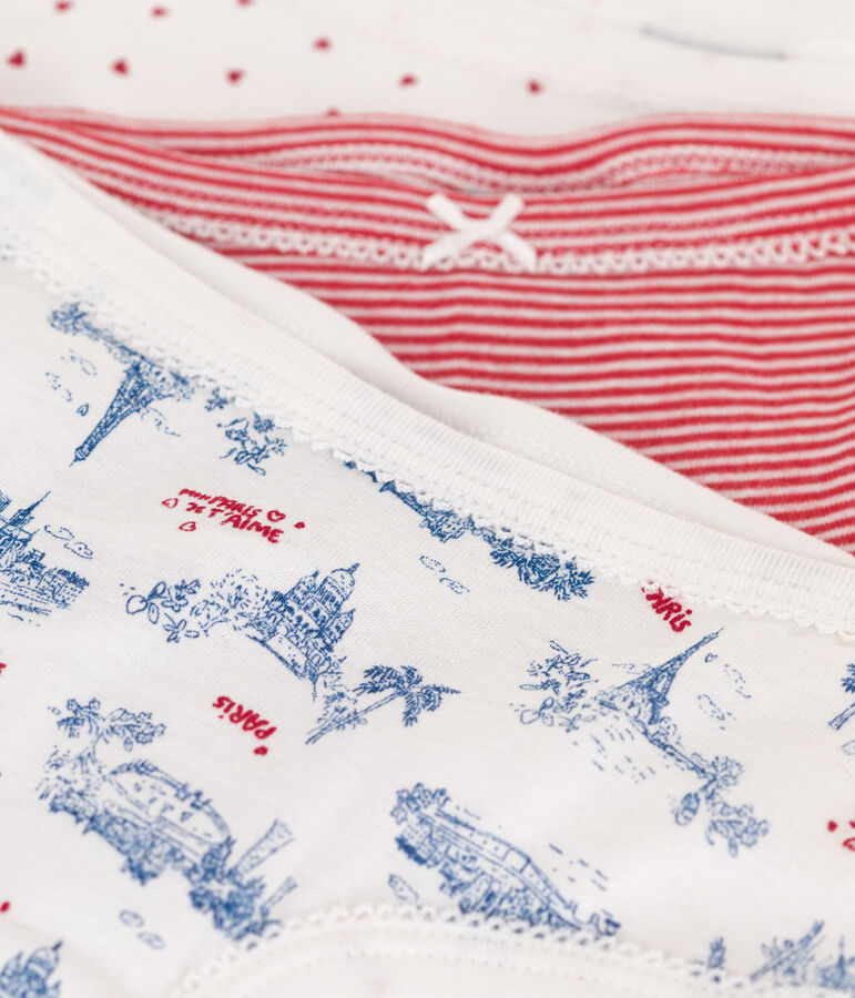 Children's high-waisted Paris print cotton pants  - 3-pack multicolor