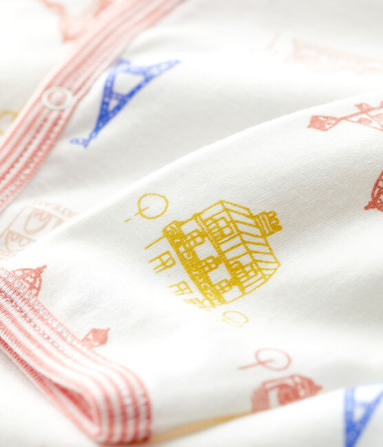 Babies' Paris Print Cotton Sleepsuit MARSHMALLOW white/MULTICO white
