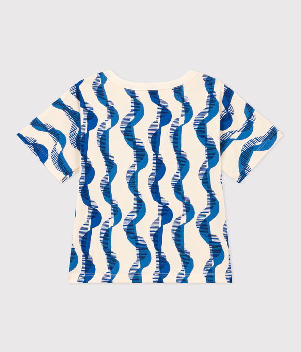 Girls' short-sleeved cotton T-shirt Ecru/multicolor