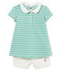 Baby girls' striped polo shirt dress and shorts