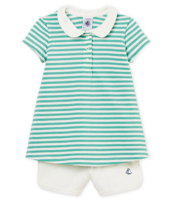 Baby girls' striped polo shirt dress and shorts variante 1