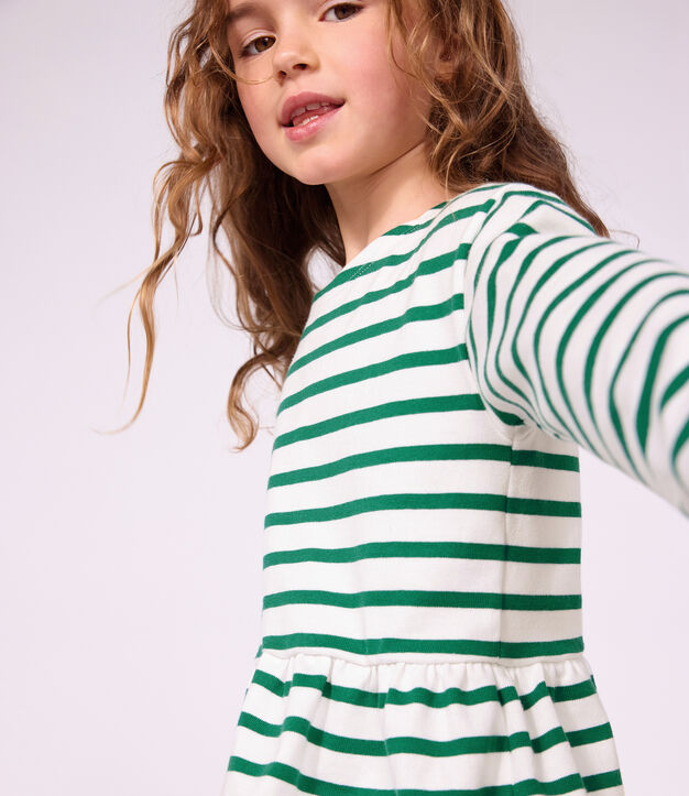 Children's cotton Breton top green/green