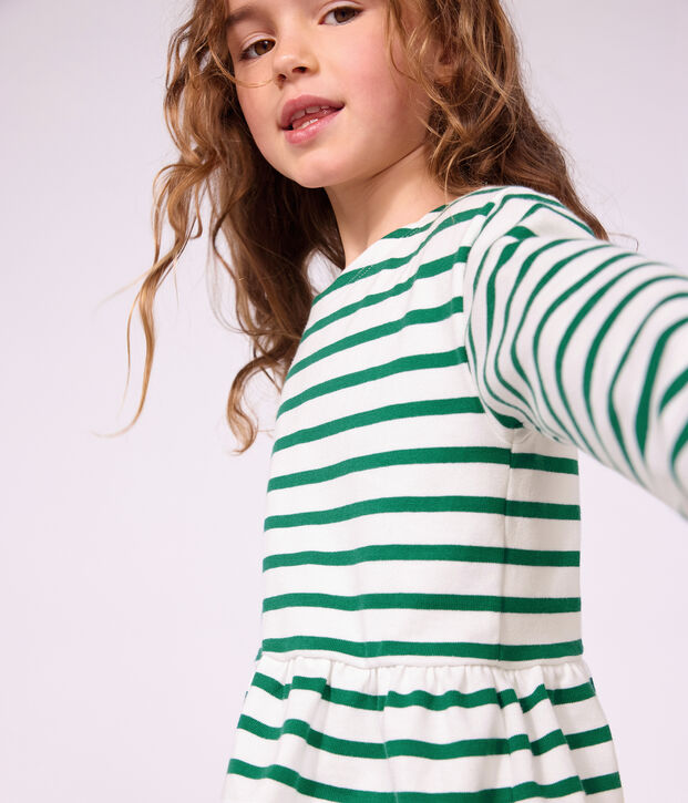 Children's cotton Breton top green/green